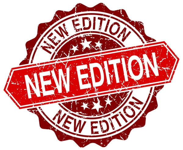 Nuevo sello de grunge redondo rojo de edición en blanco — Vector de stock