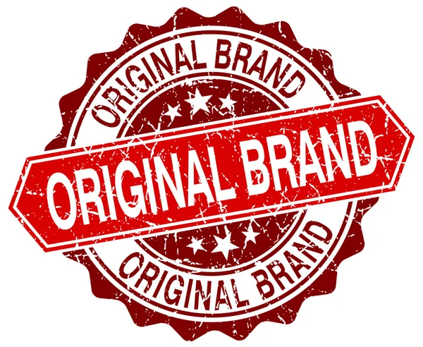 Marca original vermelho redondo grunge selo no branco — Vetor de Stock