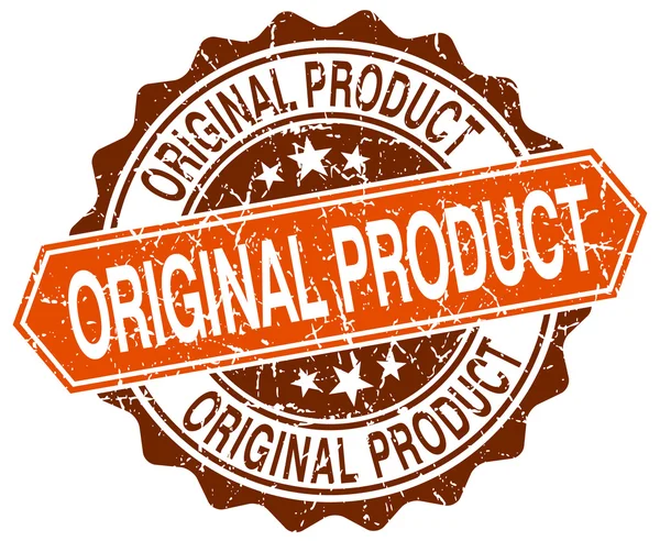 Oorspronkelijke product oranje ronde grunge stempel op wit — Stockvector