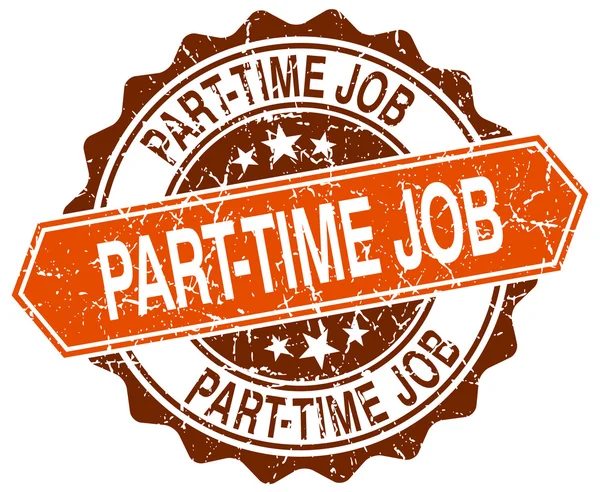 Lavoro part-time arancione rotondo grunge timbro su bianco — Vettoriale Stock