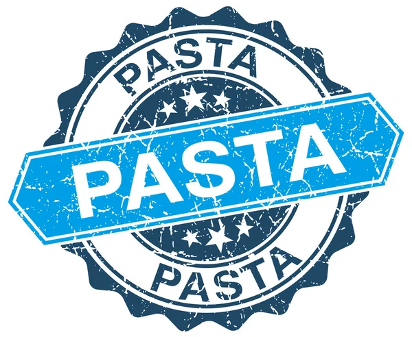 Pasta blue round grunge stamp on white — Stock Vector