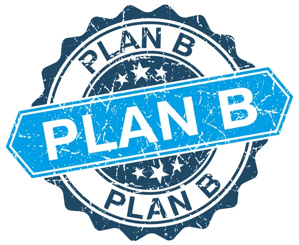 Plan b sello grunge redondo azul sobre blanco — Archivo Imágenes Vectoriales