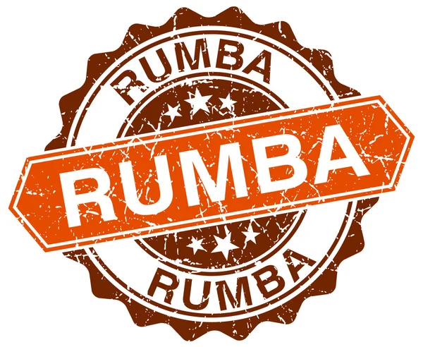 Rumba orange round grunge stamp on white — стоковый вектор
