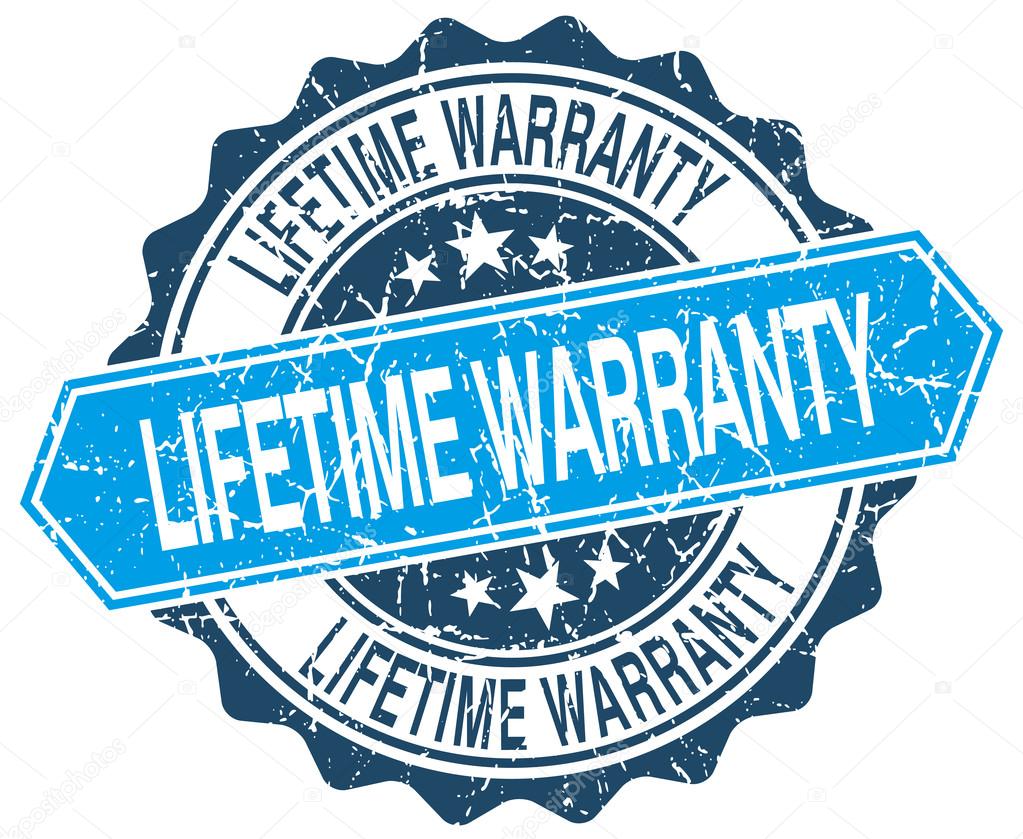 lifetime warranty blue round grunge stamp on white