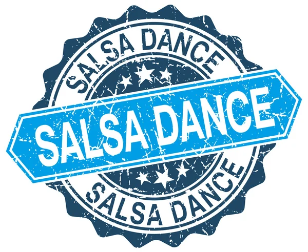 Sello grunge redondo azul baile salsa en blanco — Archivo Imágenes Vectoriales