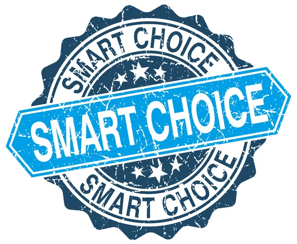 Smart choice blauer Round Grunge Stempel auf Weiß — Stockvektor