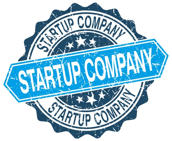 Sello grunge redondo azul de la empresa startup en blanco — Archivo Imágenes Vectoriales