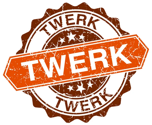 Twerk naranja ronda grunge sello en blanco — Archivo Imágenes Vectoriales