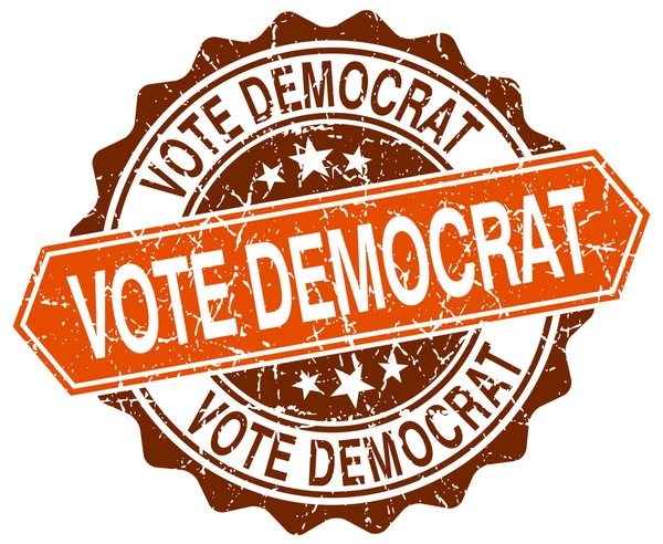 白グランジ スタンプ ラウンド オレンジ民主党を投票します。 — ストックベクタ