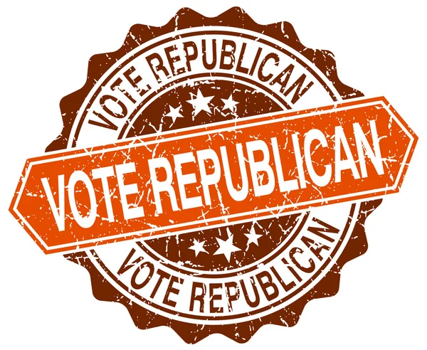 Vote republican orange round grunge stamp on white — Stock Vector