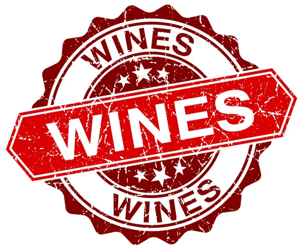 Wines red round grunge stamp on white — Stock Vector