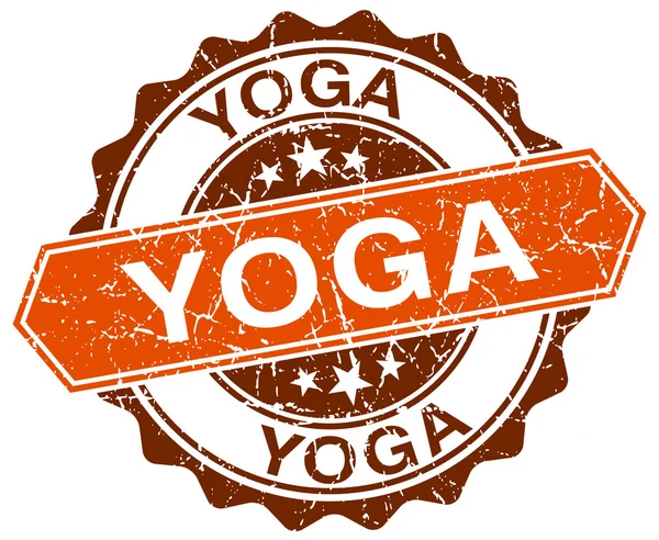 Yoga turuncu yuvarlak beyaz grunge damgası — Stok Vektör