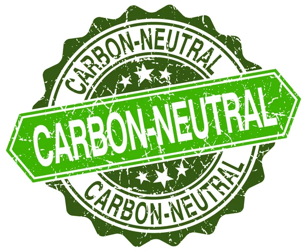 Carbonio neutro verde rotondo stile retrò grunge seal — Vettoriale Stock