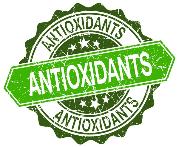 Antioxidánsok zöld kör retro stílusú grunge tömítés — Stock Vector