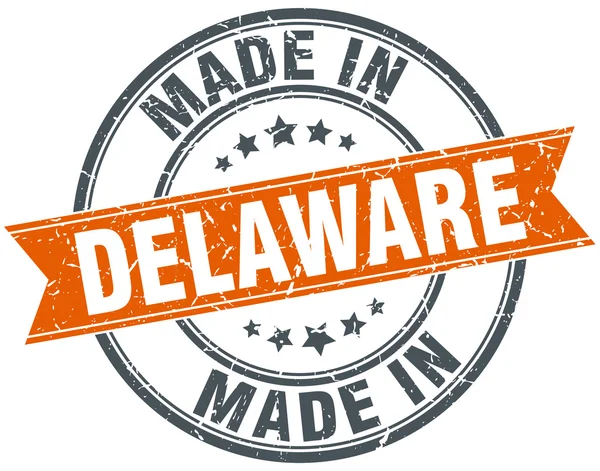 Delaware orange grunge ribbon stamp on white — Stock Vector
