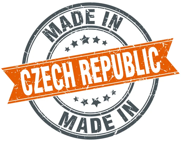 Czech Republic orange grunge ribbon stamp on white — Stock Vector