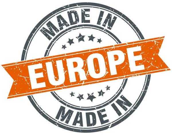 Europe orange grunge ribbon stamp auf weiß — Stockvektor