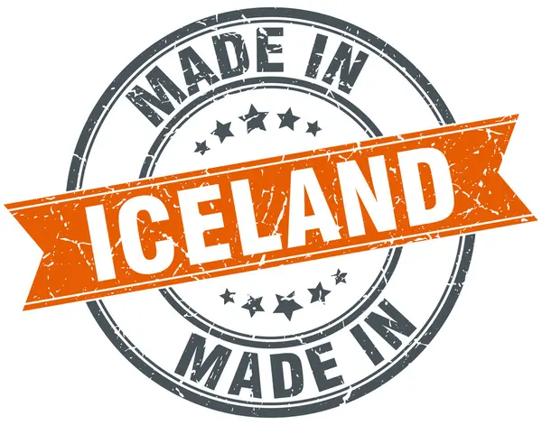 アイスランド オレンジ グランジ ホワイト リボン スタンプ — ストックベクタ