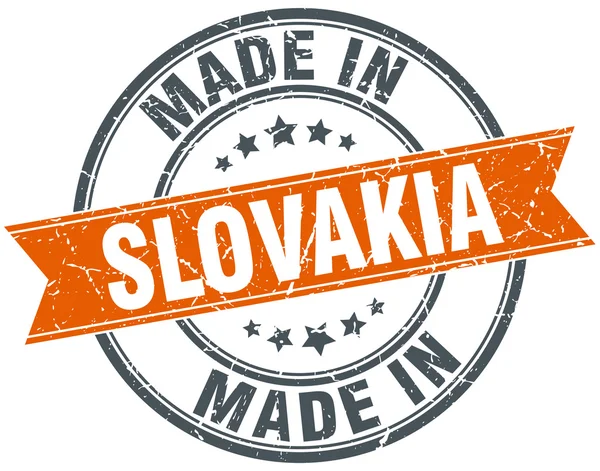 Slowakei Orange Grunge Bändchen Stempel auf Weiß — Stockvektor