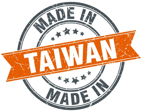 Taiwan orange grunge ribbon stamp auf weiß — Stockvektor