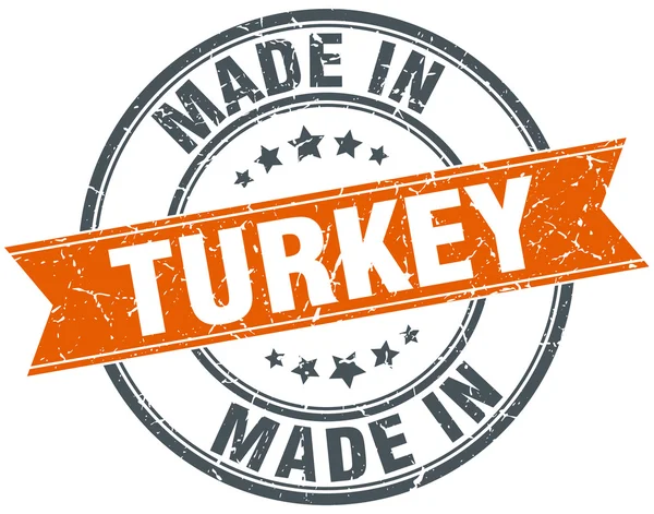 Turkije oranje grunge lint stempel op wit — Stockvector