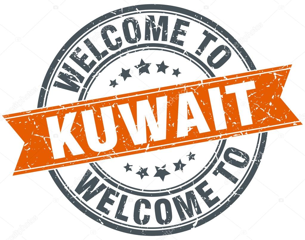 welcome to Kuwait orange round ribbon stamp