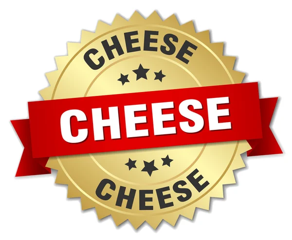 Placa de oro de queso 3d con cinta roja — Archivo Imágenes Vectoriales