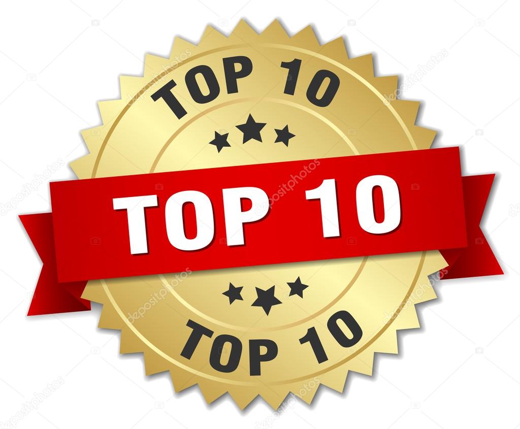 top 10 3d gold badge with red ribbon