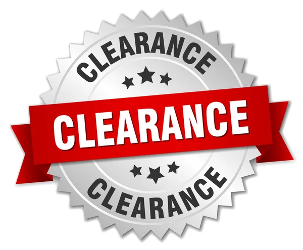 Clearance 3d silver märke med rött band — Stock vektor