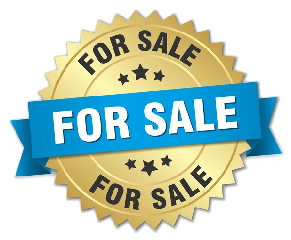 In vendita Distintivo in oro 3d con nastro blu — Vettoriale Stock