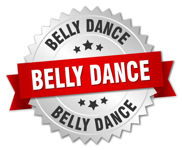 Danse du ventre badge en argent 3d avec ruban rouge — Image vectorielle