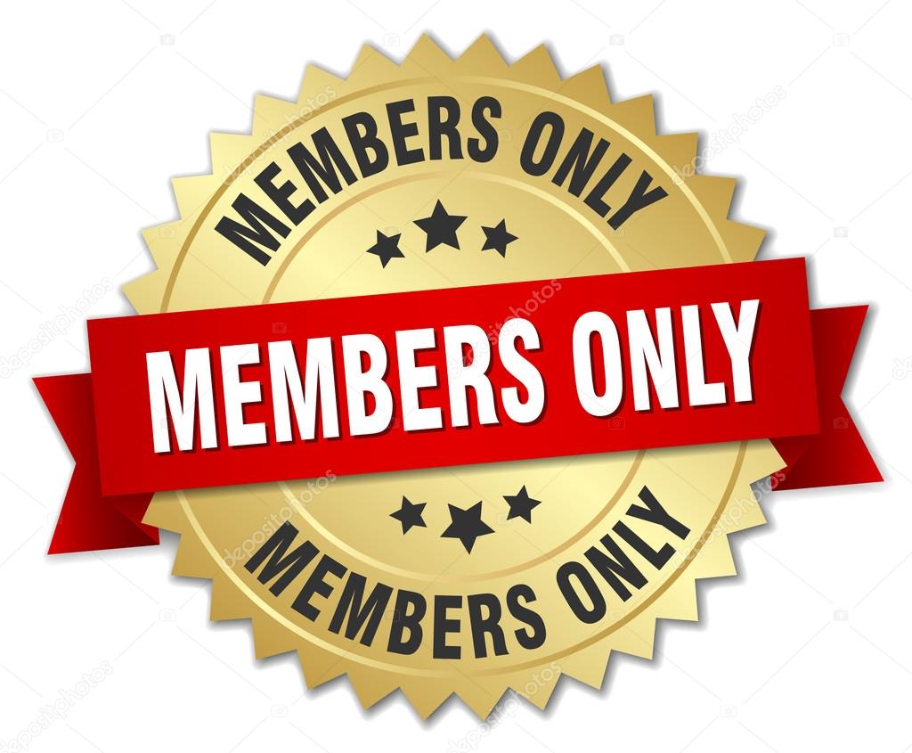 members only 3d gold badge with red ribbon