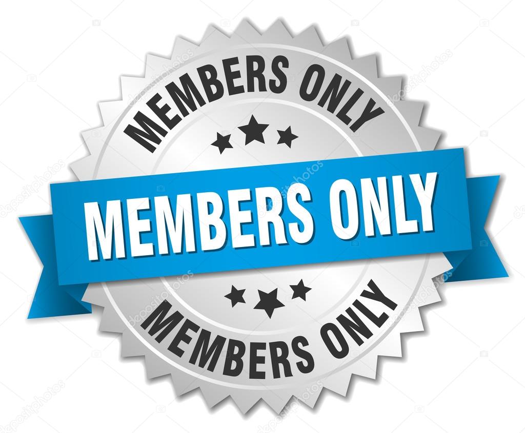 members only 3d silver badge with blue ribbon