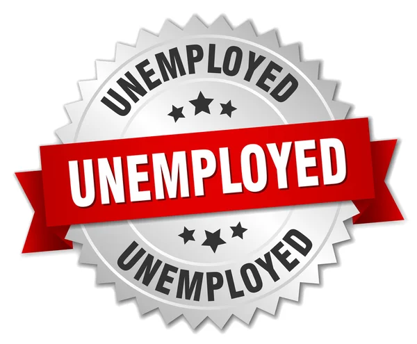Arbeitsloseabzeichen in Silber mit roter Schleife — Stockvektor