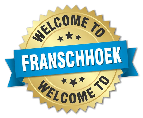 Franschhoek 3d gold badge with blue ribbon — Stockový vektor