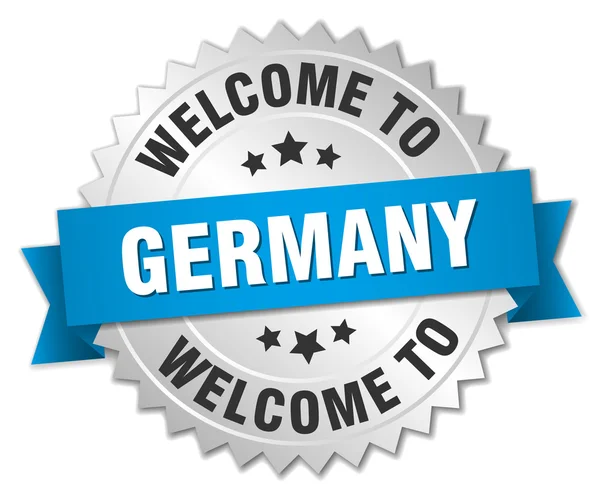 Germania 3d distintivo d'argento con nastro blu — Vettoriale Stock