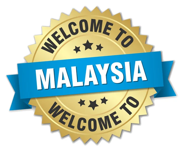 Malaysia 3d hedersutmärkelse i guld med blå band — Stock vektor