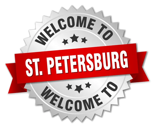 San Pietroburgo 3d distintivo d'argento con nastro rosso — Vettoriale Stock
