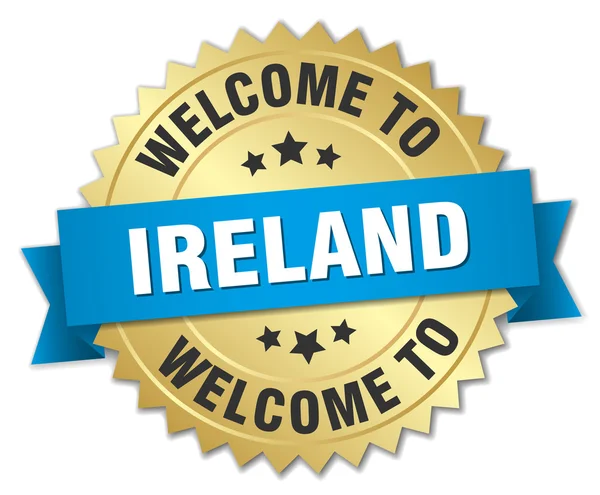 Irland 3d hedersutmärkelse i guld med blå band — Stock vektor