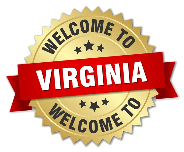 Virginia 3d gold badge with red ribbon — Stock Vector