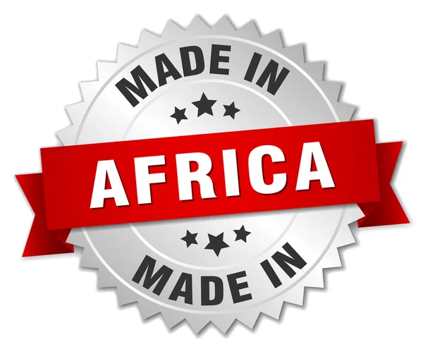 Έκανε στην Αφρική ασημένιο σήμα με κόκκινη κορδέλα — Διανυσματικό Αρχείο