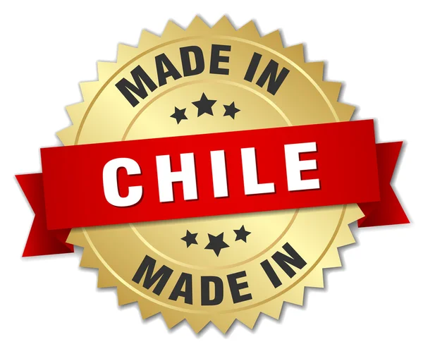 W Chile złota odznaka z czerwoną wstążką — Wektor stockowy