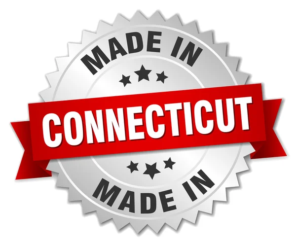 在康涅狄格州银徽章用红丝带 — 图库矢量图片