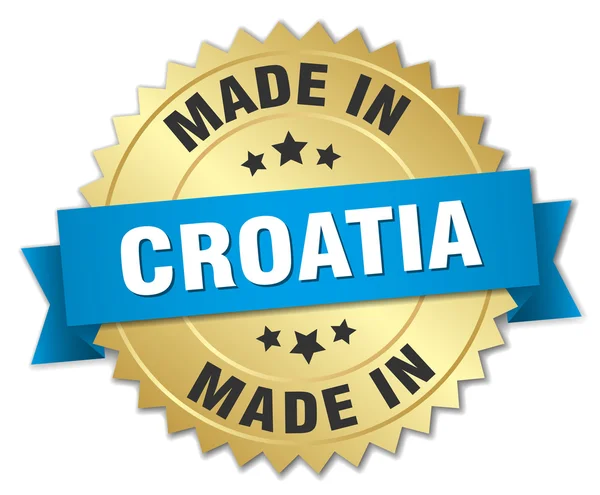 Hecho en Croacia insignia de oro con cinta azul — Archivo Imágenes Vectoriales