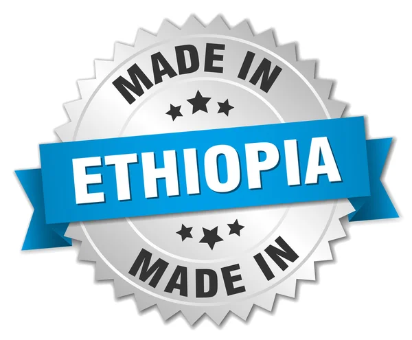 Etiyopya gümüş rozet mavi kurdele ile yapılan — Stok Vektör