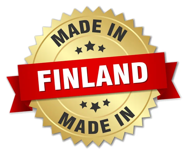 Hecho en Finlandia insignia de oro con cinta roja — Archivo Imágenes Vectoriales