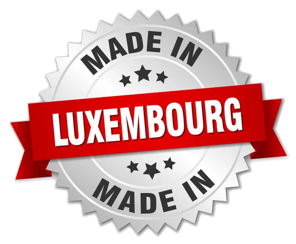 Made in Luxembourg silver badge with red ribbon — Stock Vector