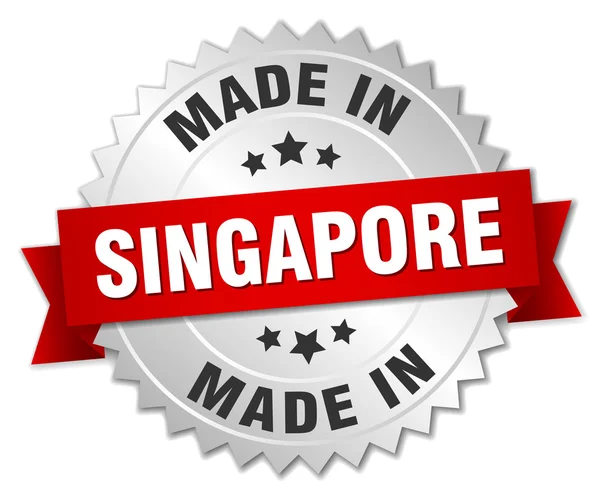 Gjort i Singapore silver märke med rött band — Stock vektor