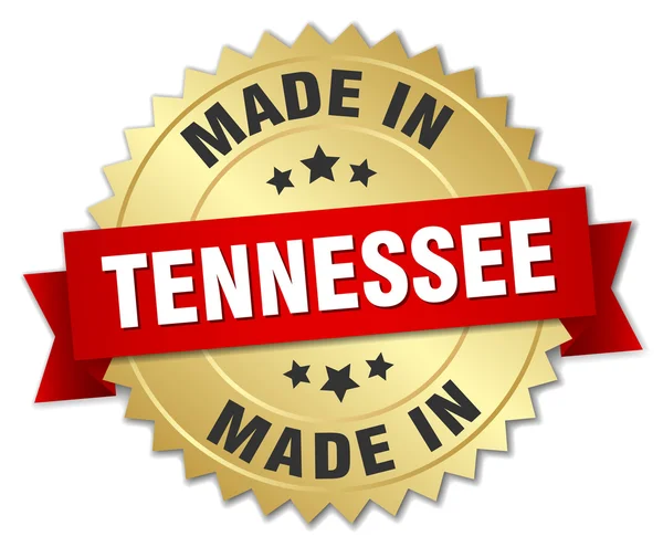 Fatto in Tennessee distintivo d'oro con nastro rosso — Vettoriale Stock