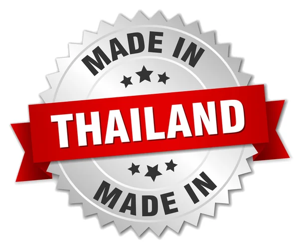 Gjorde i Thailand silver märke med rött band — Stock vektor